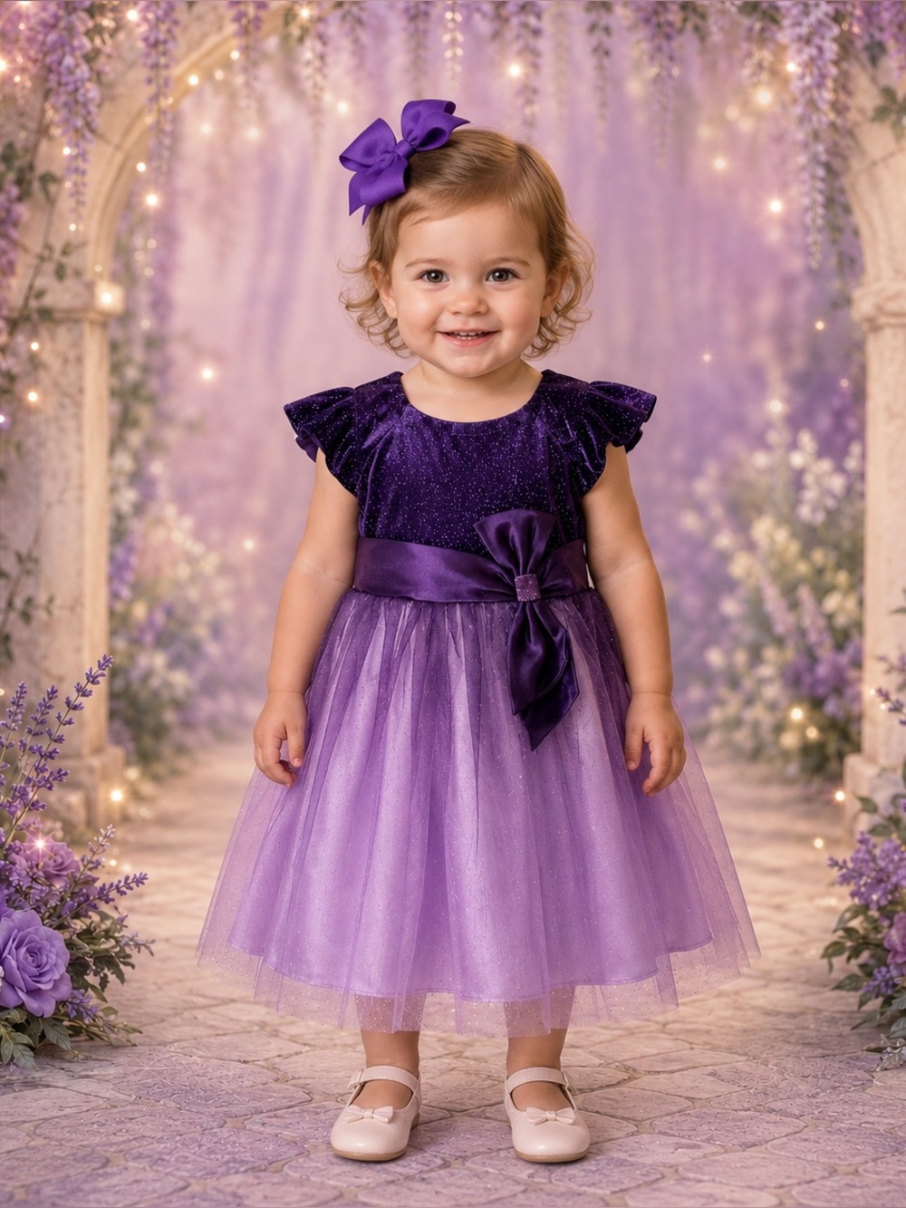 NWT Jona Michelle Purple Dress & Hair Bow 2T